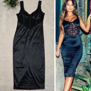 knee length dresses for ladies Arlowe Glitter Lace Corset Midi Dress main image 1